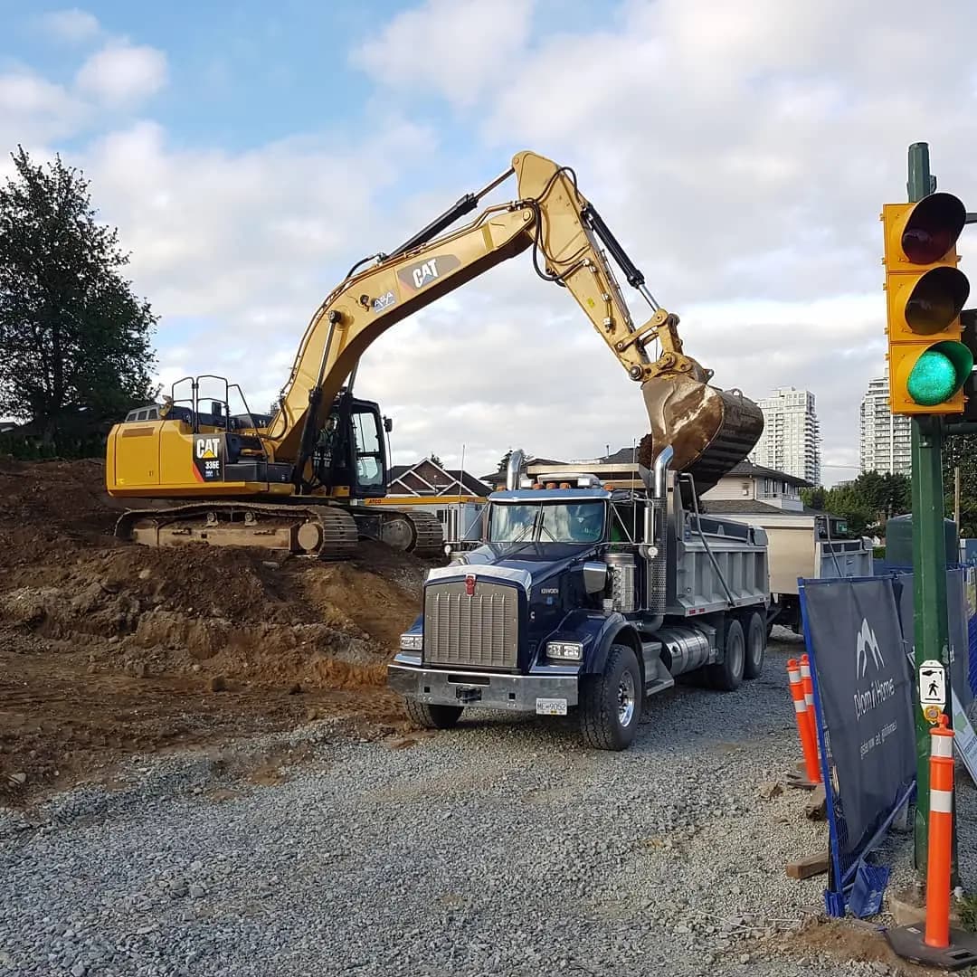 A&A Excavating in-house trucking fleet on site